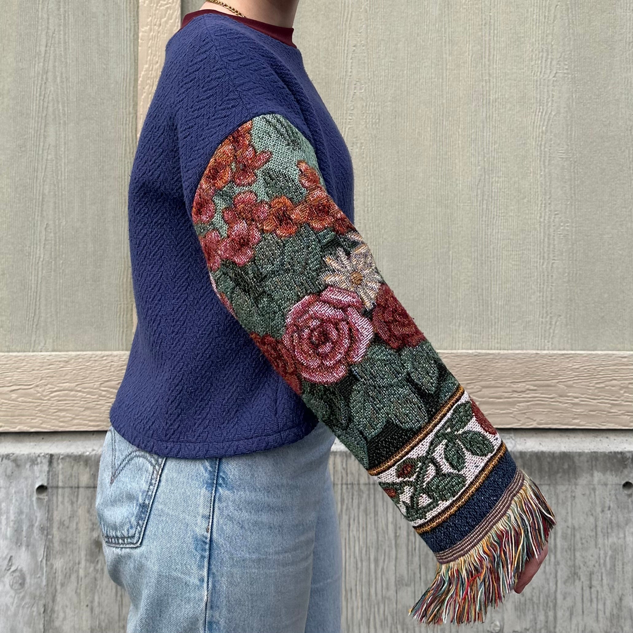 Flower Sleeve Blanket Sweater