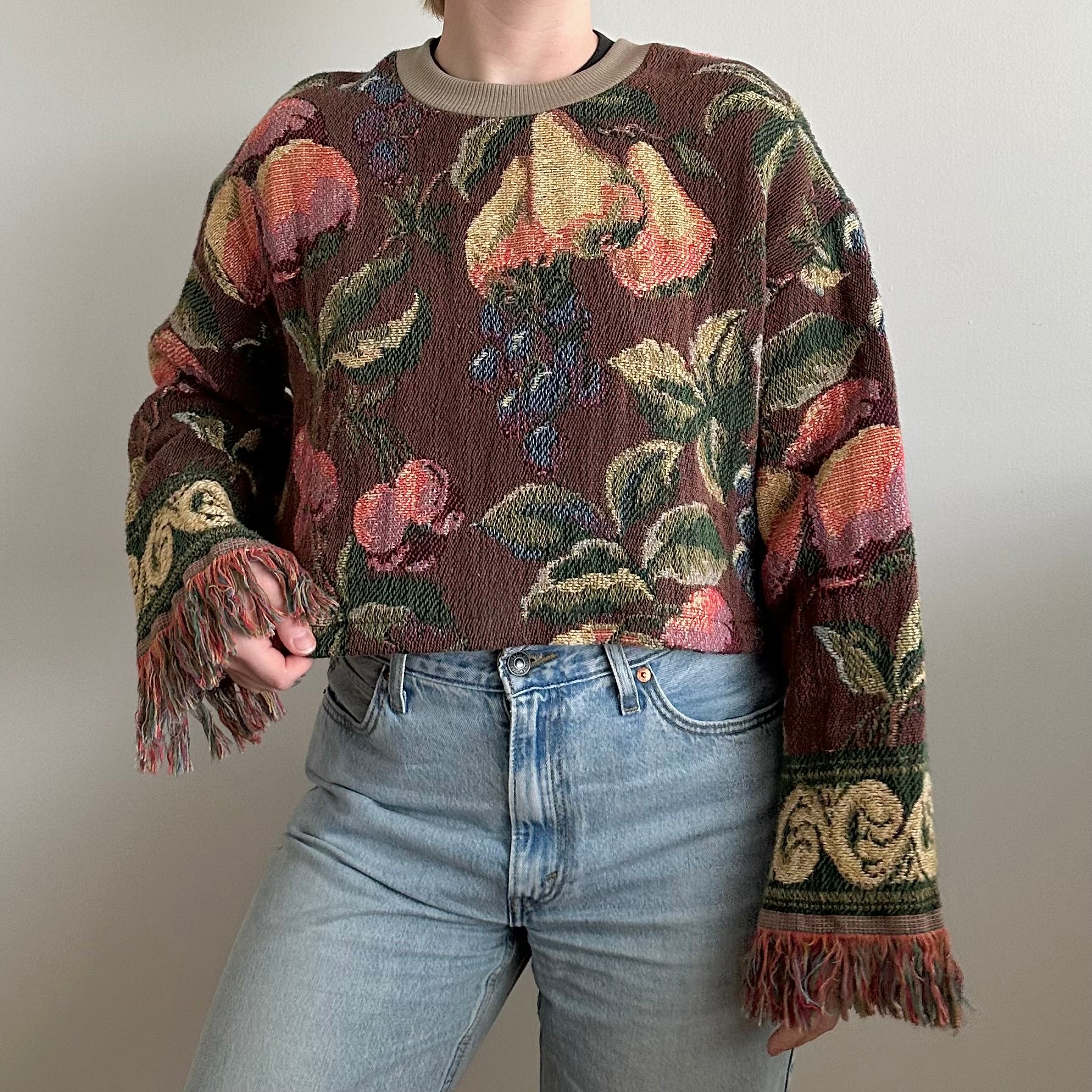 Fringe Fruits Blanket Sweater