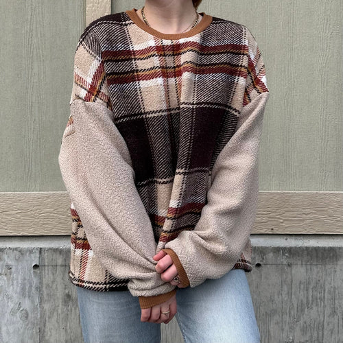 Brown Plaid Blanket Sweater