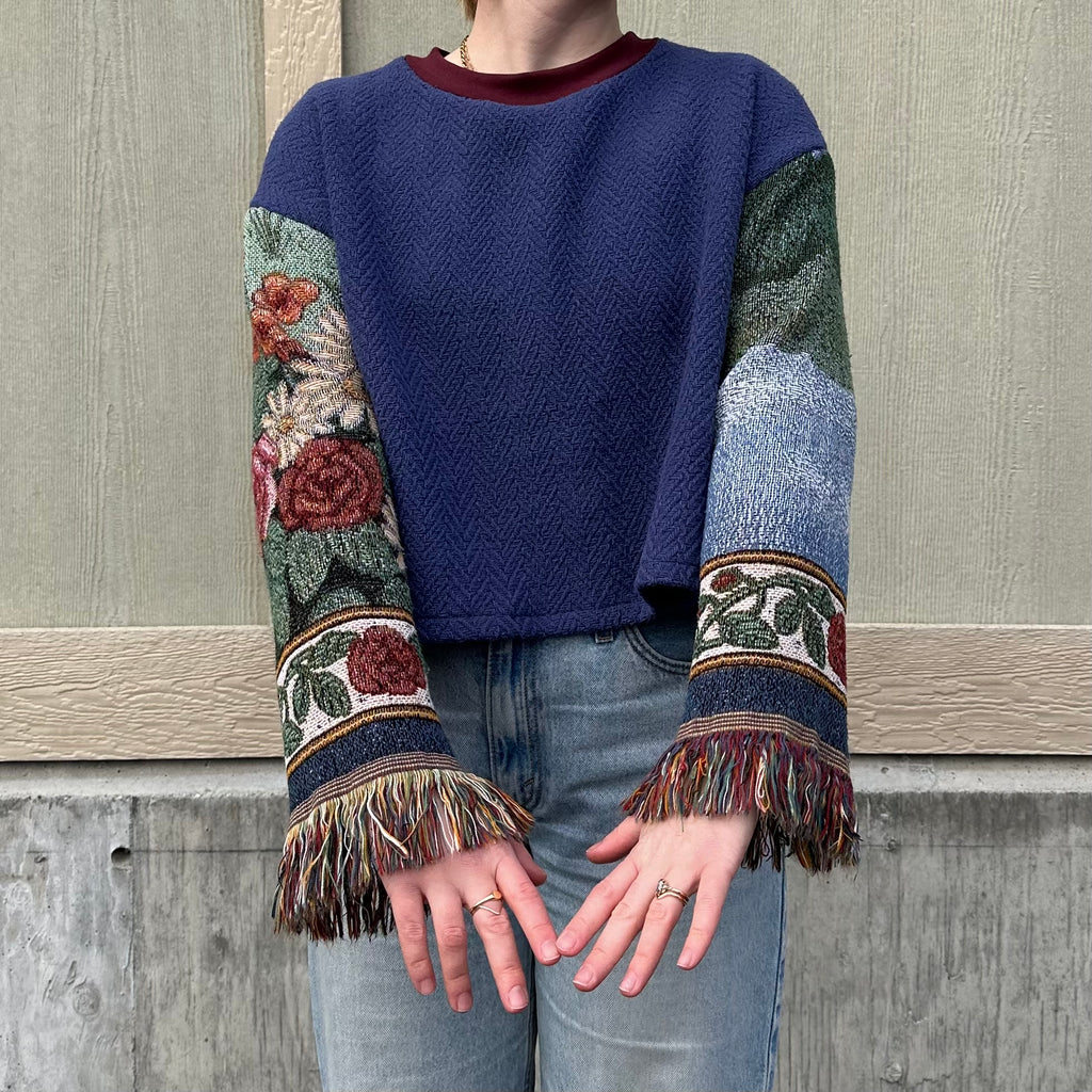 Flower Sleeve Blanket Sweater