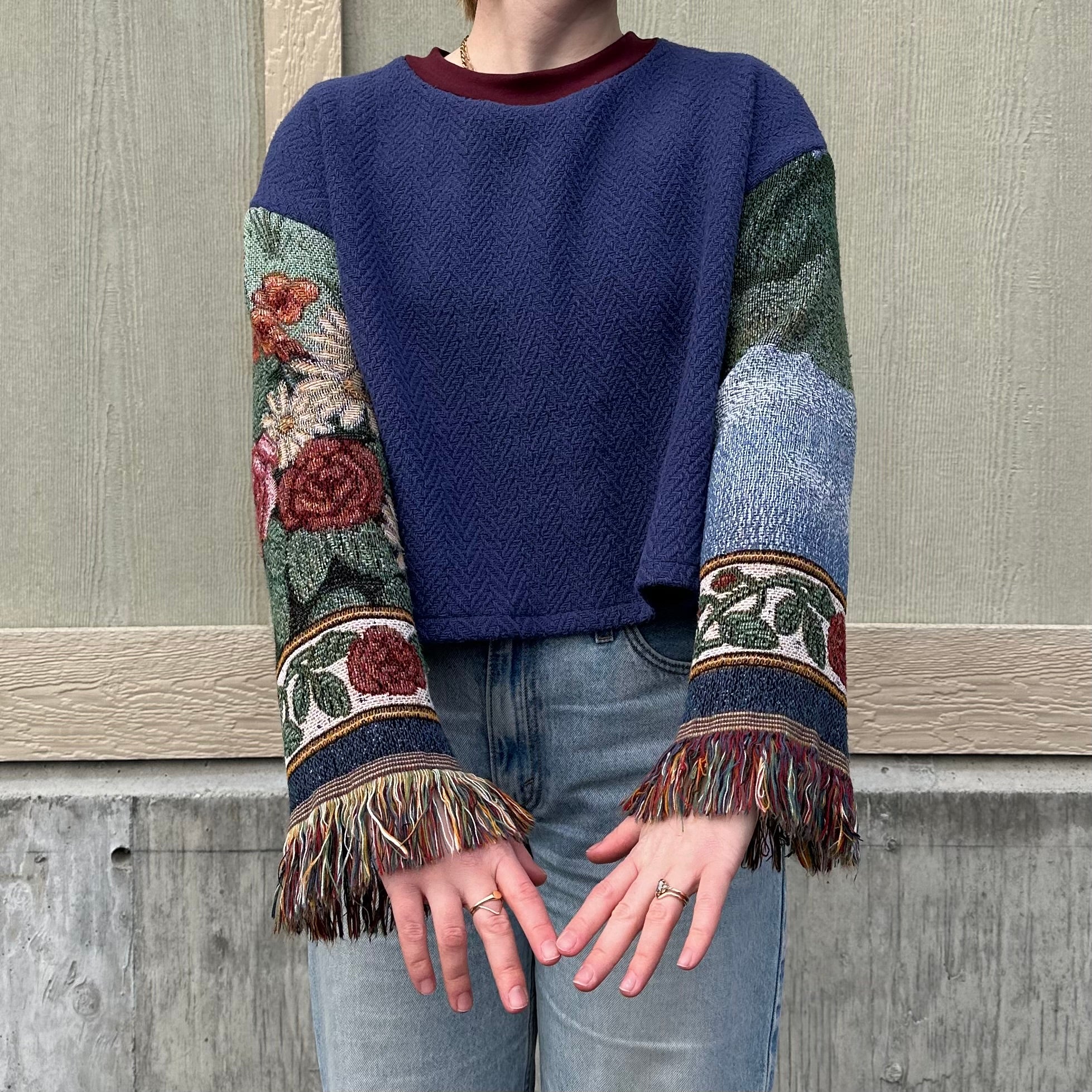 Flower Sleeve Blanket Sweater