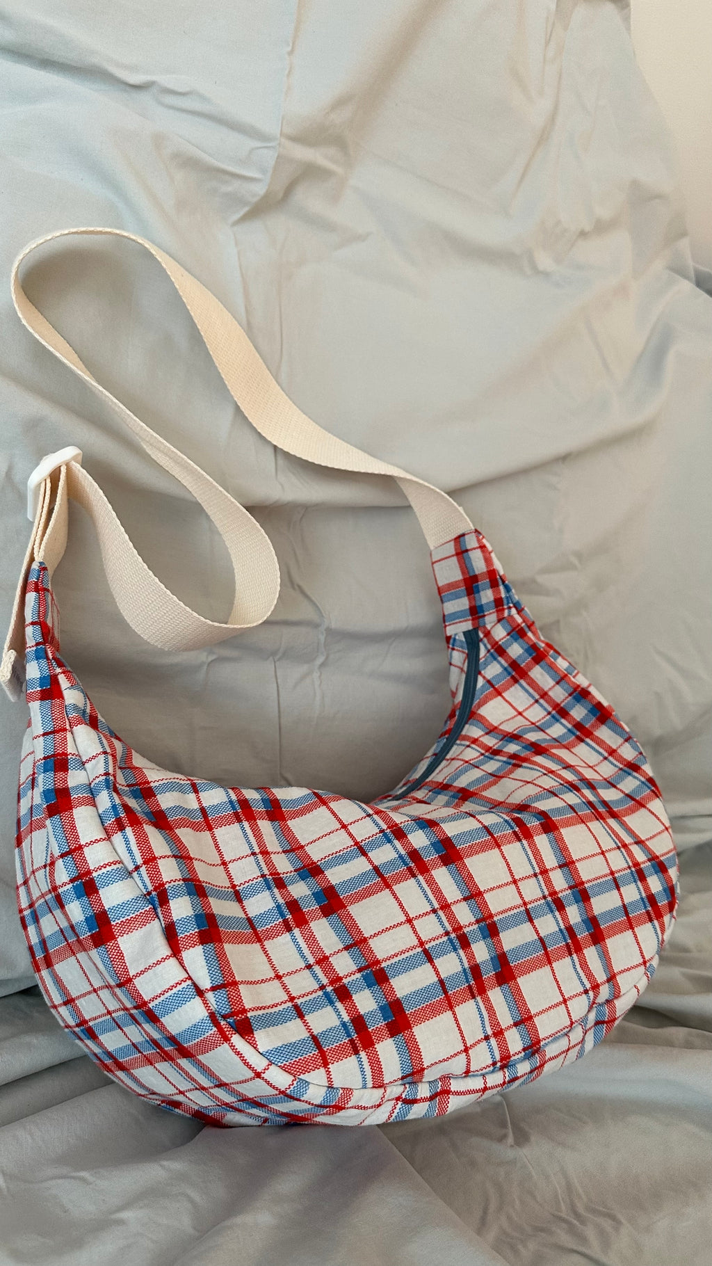 Plaid Crescent Bag