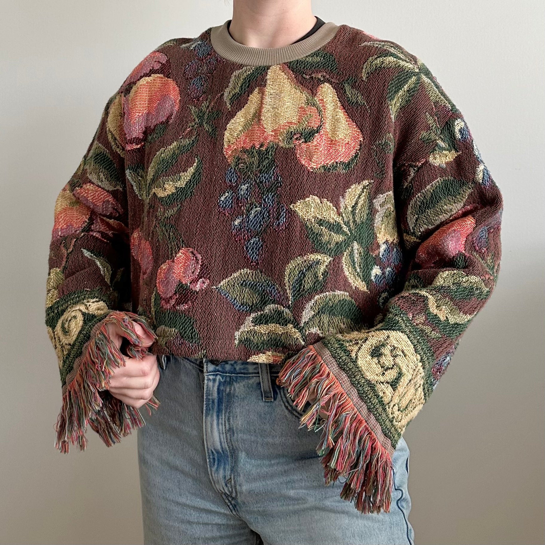 Fringe Fruits Blanket Sweater