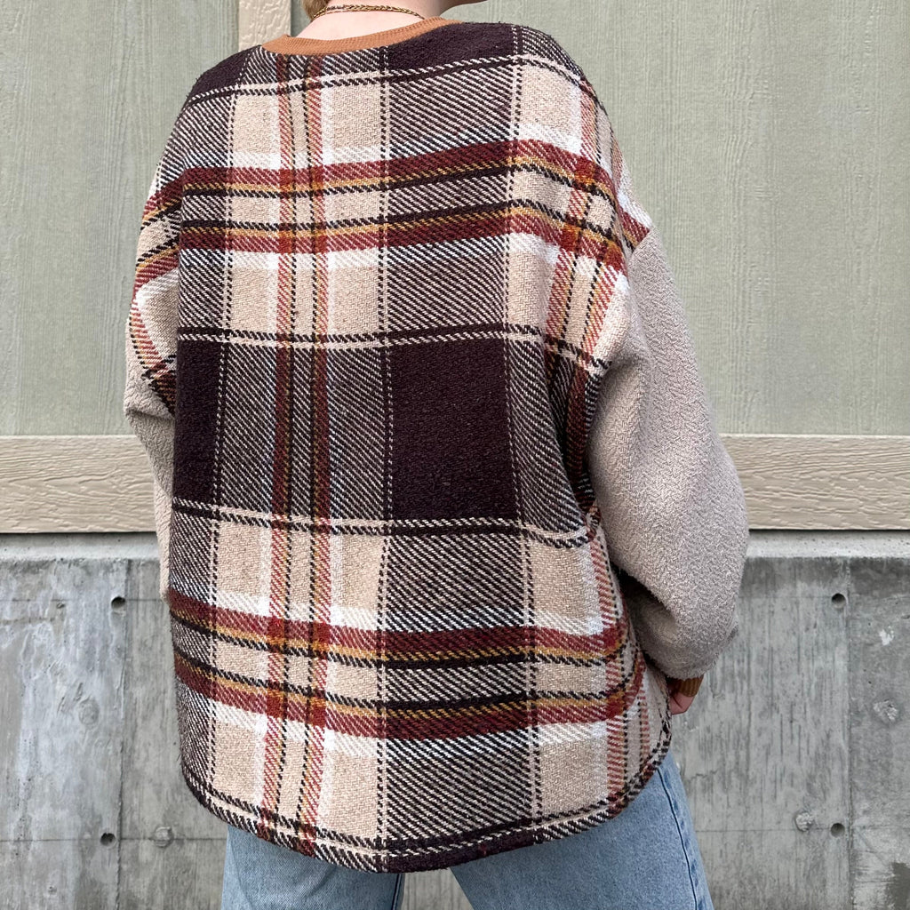 Brown Plaid Blanket Sweater
