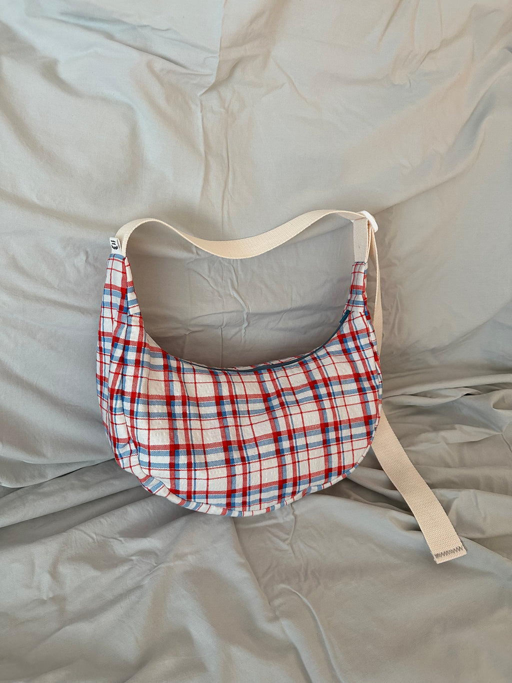 Plaid Crescent Bag
