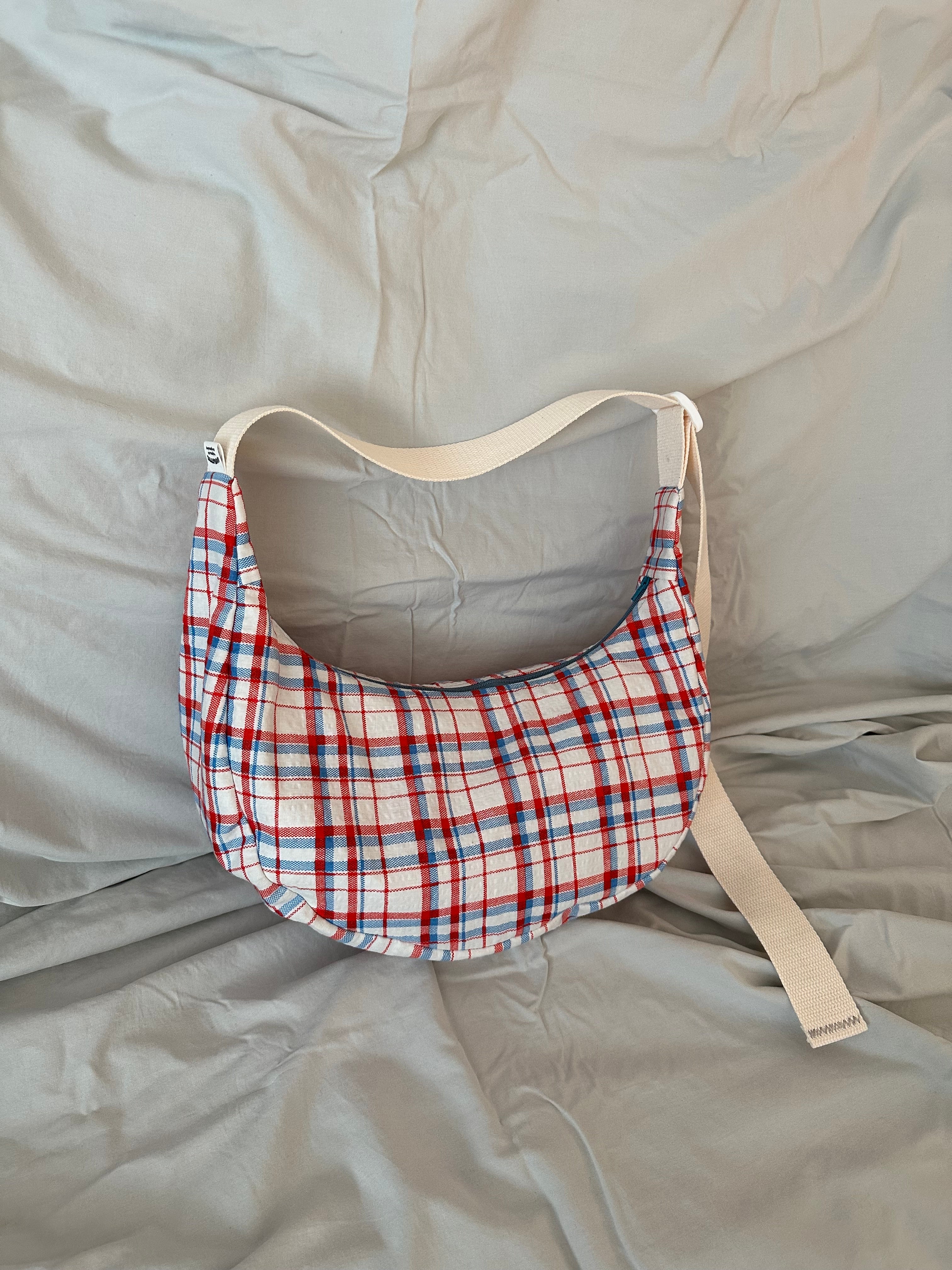 Plaid Crescent Bag