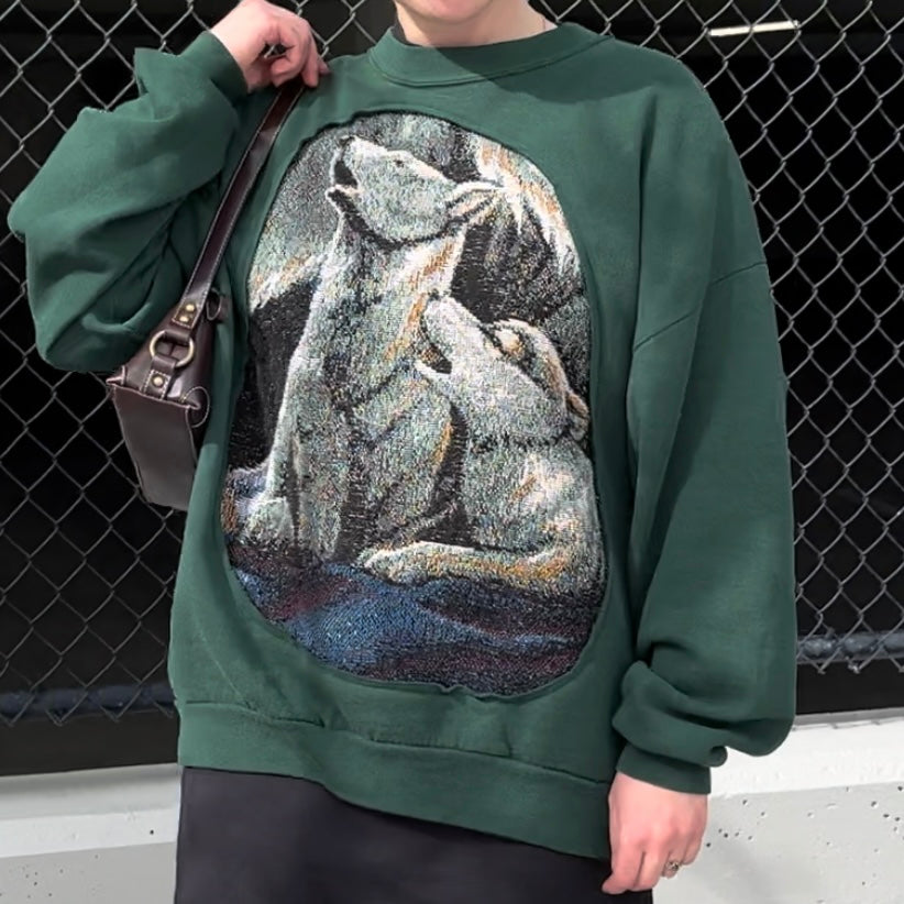 Green Peekaboo Wolf Sweatshirt