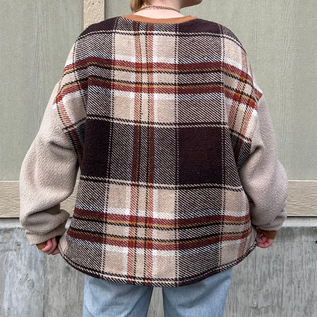 Brown Plaid Blanket Sweater