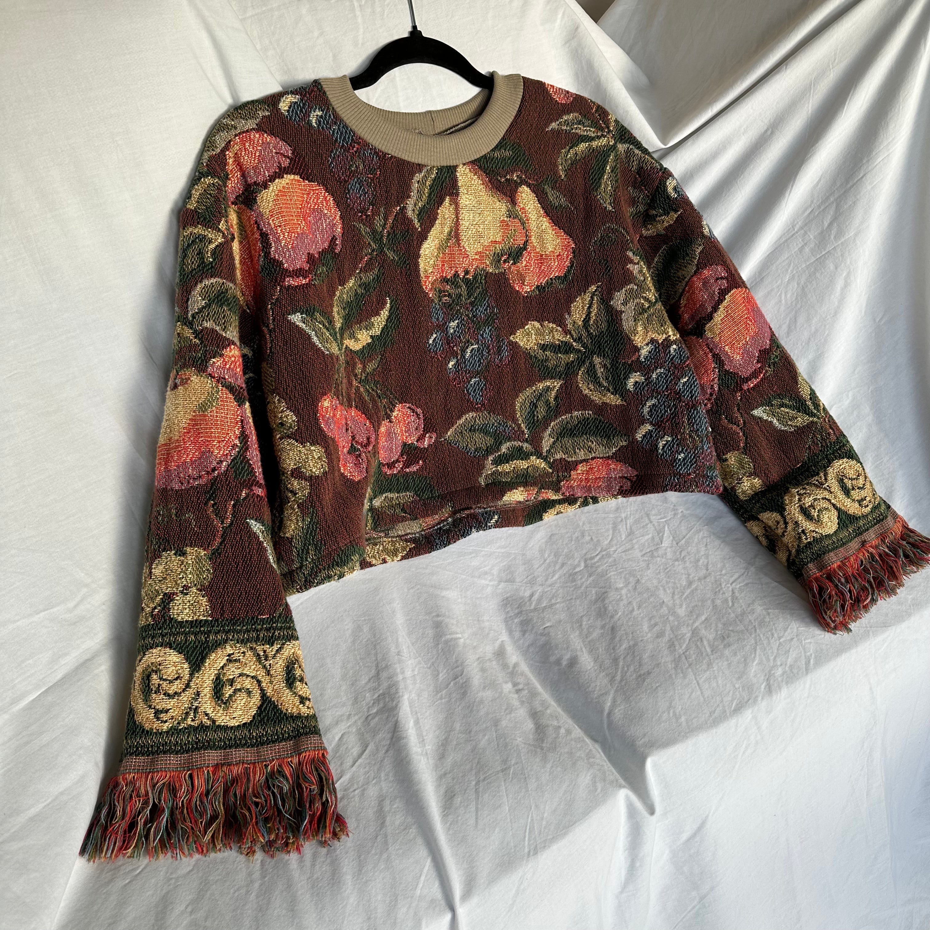 Fringe Fruits Blanket Sweater