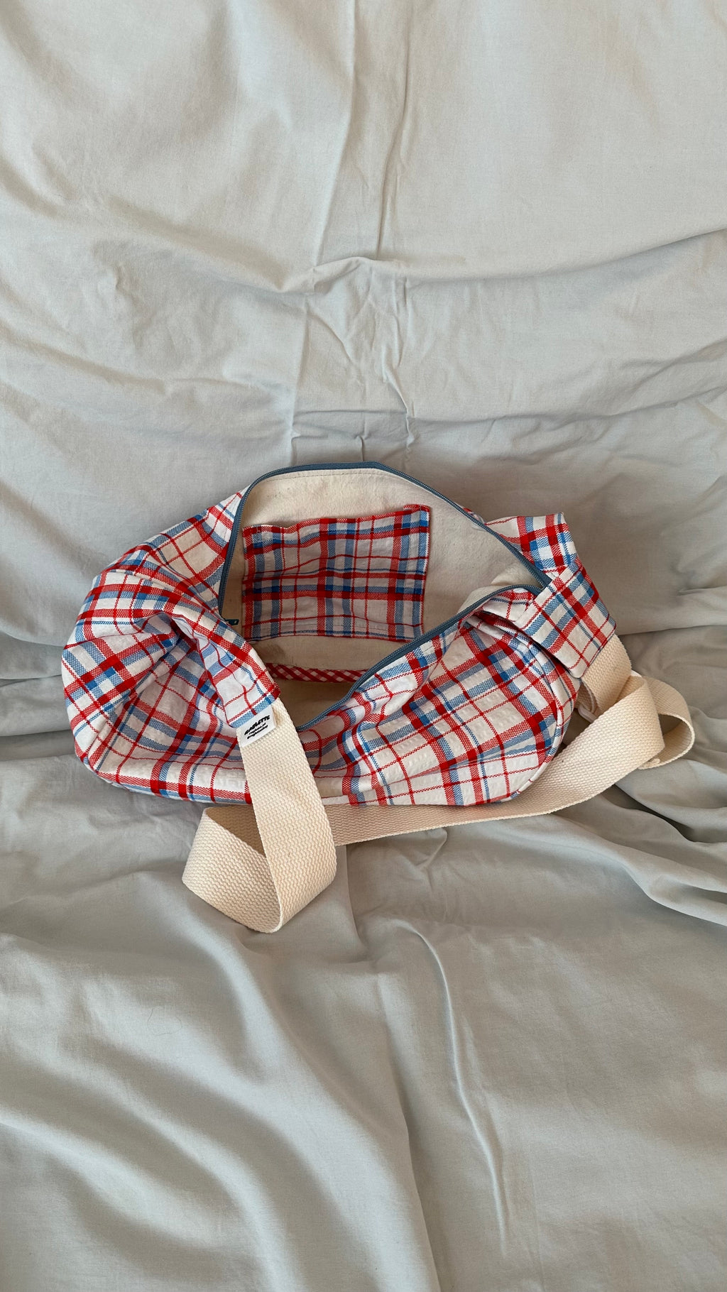 Plaid Crescent Bag