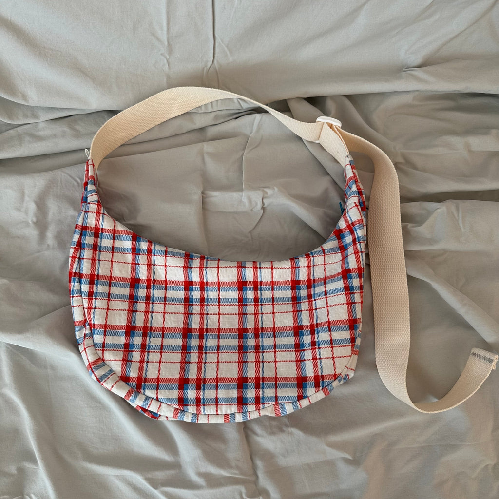 Plaid Crescent Bag