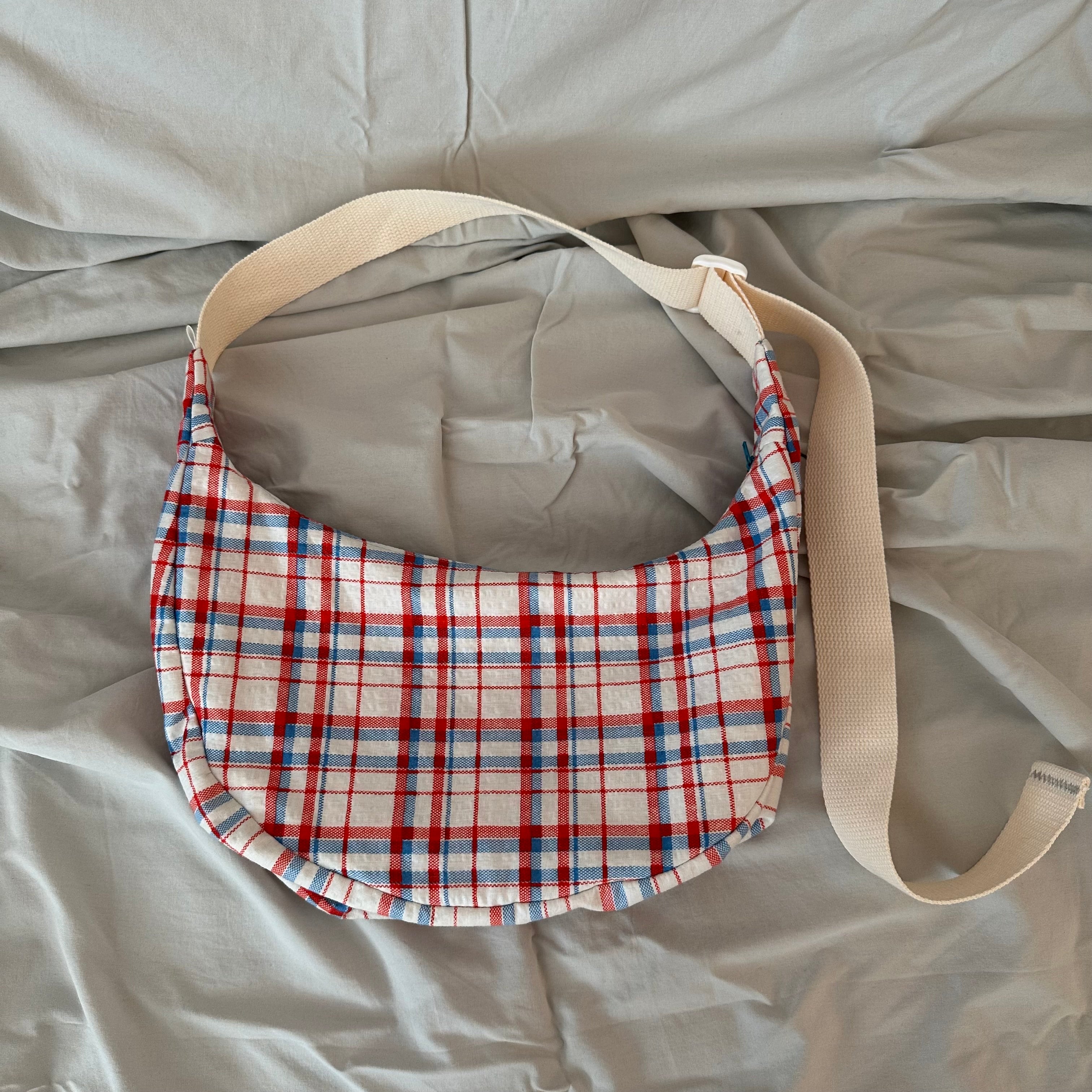 Plaid Crescent Bag