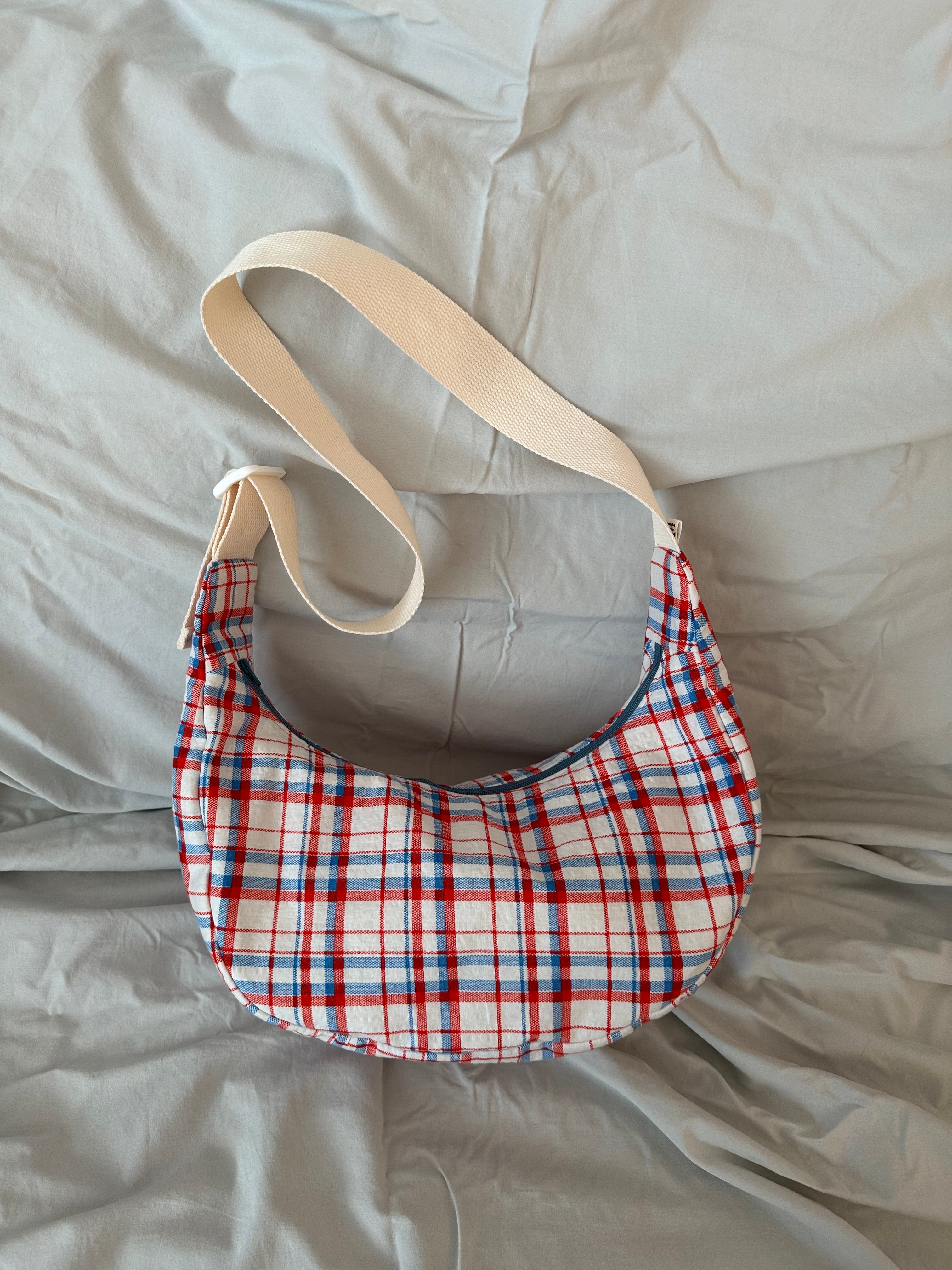 Plaid Crescent Bag
