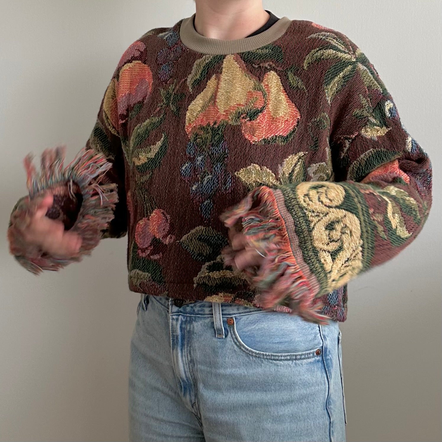 Fringe Fruits Blanket Sweater