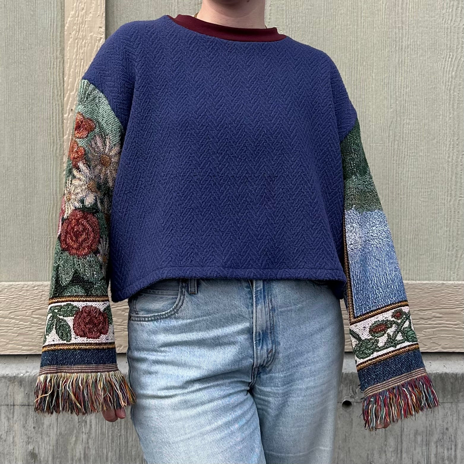 Flower Sleeve Blanket Sweater